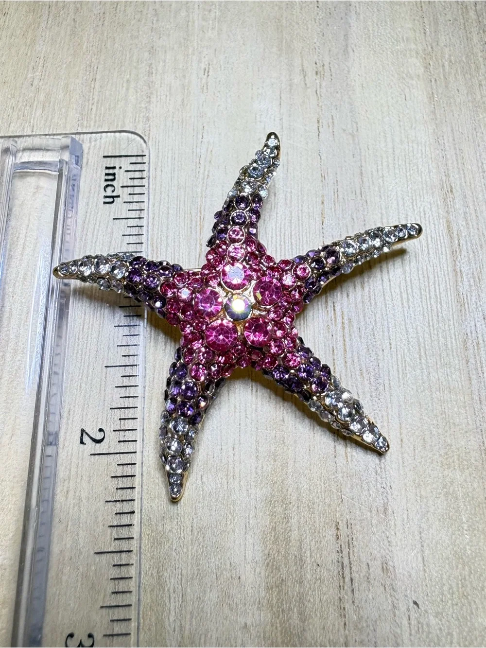 Rhinestone Starfish Brooch in Pink, Purple & Clear